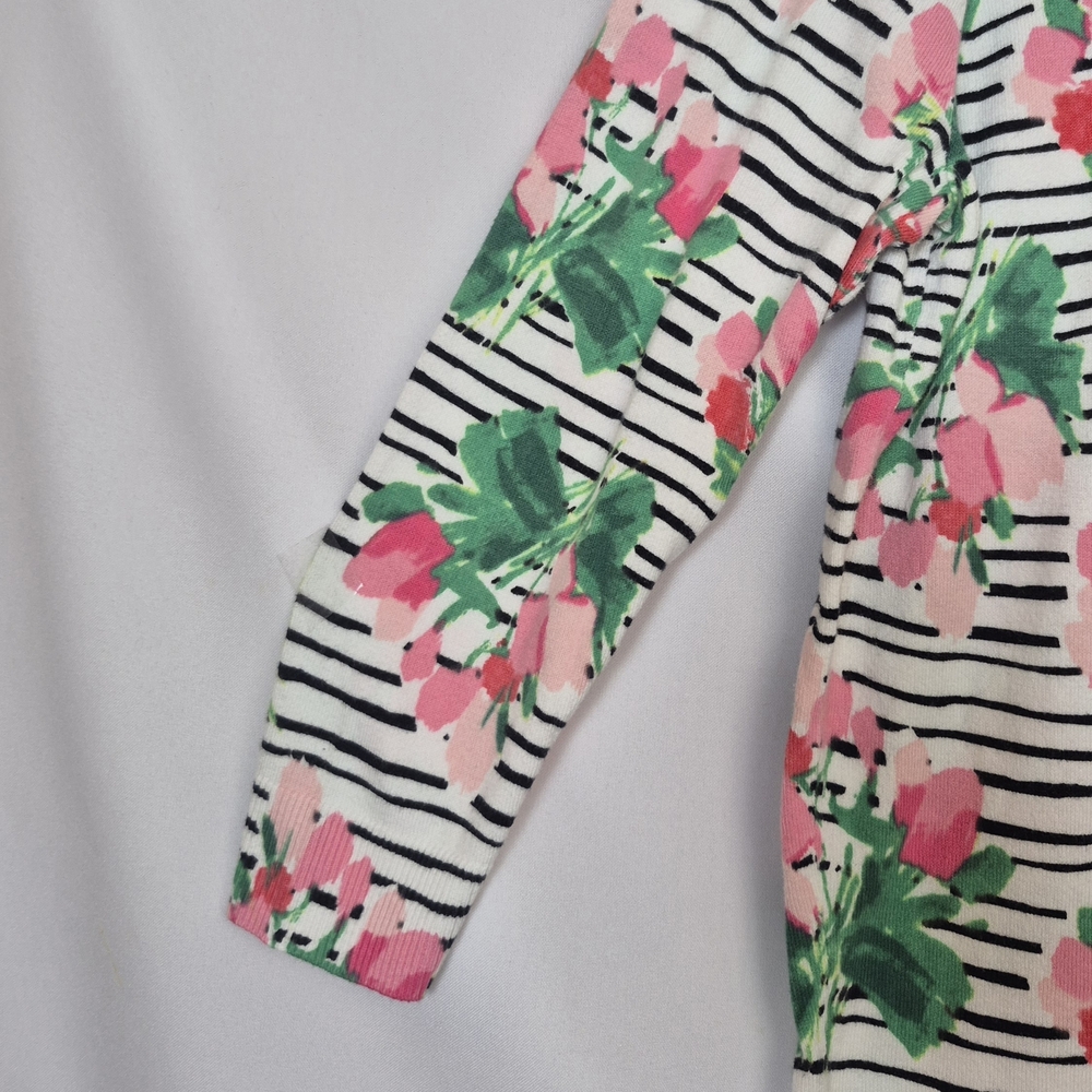 Merona Pink & Green Floral Stripe Cardigan - Picture 6 of 8